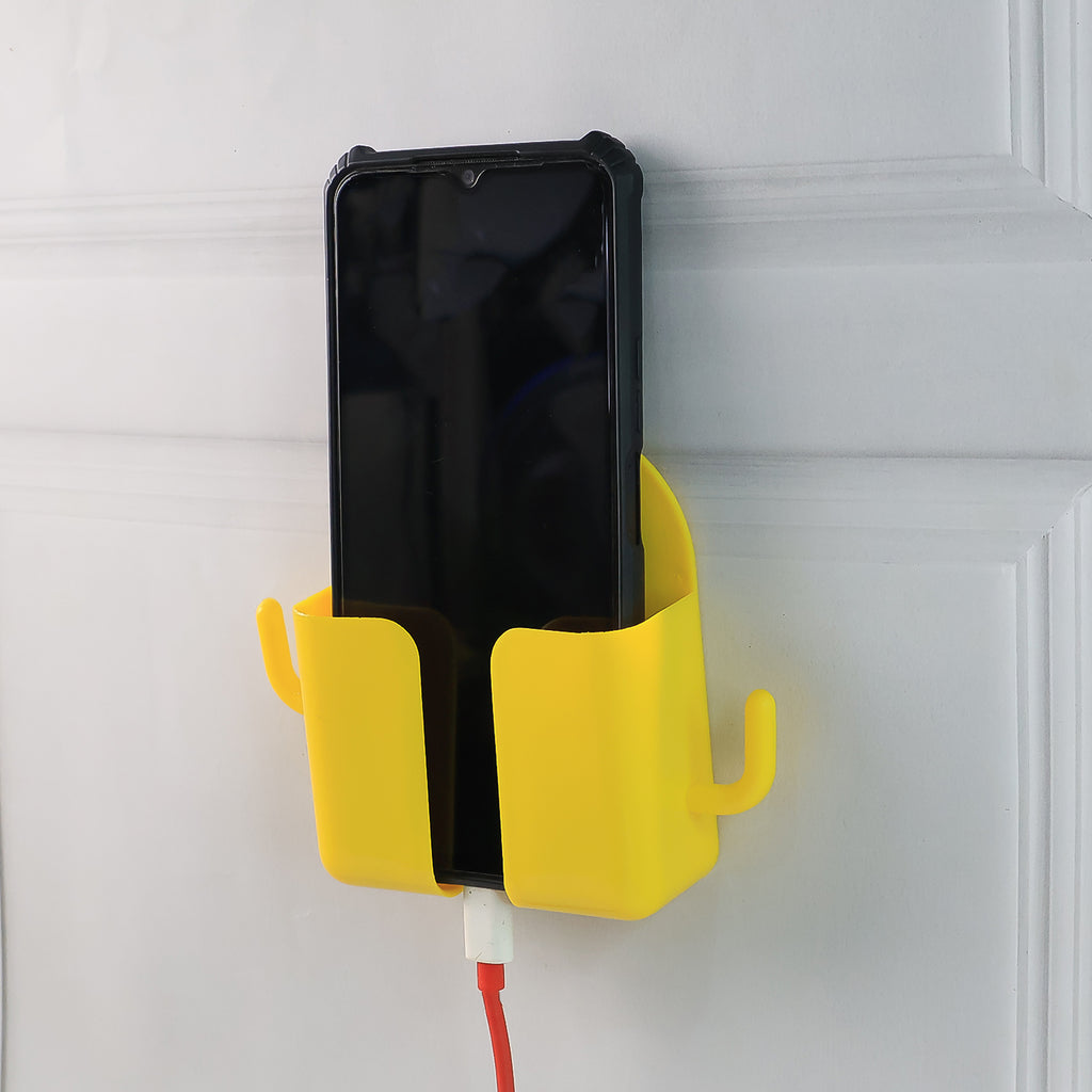 1 Pc Orange Wallmount Mobile Stand With Hook For And Stuffs Purposes.