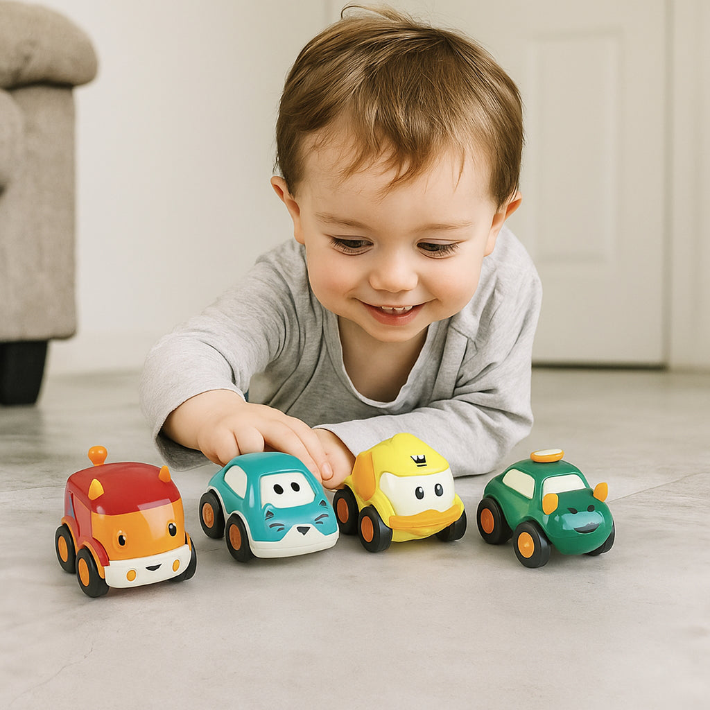 Cartoon Pull-back Car Toy Set For Kids (12 Pc)