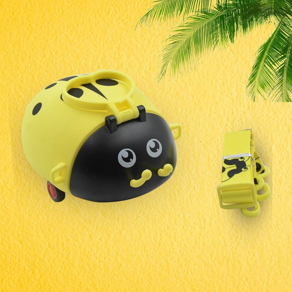Cute Plastic Bug Shape Water Bottle With Adjustable Shoulder Strap 4 Wheel   Straw Portable Drinking Cup Water Bottle For Kids  Water Bottle  Return Gift For Kids  Water Bottle With Straw  School Kinds Water Bottle (1 Pc)