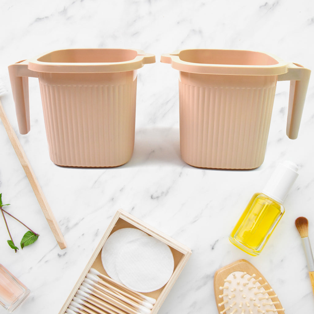 Plastic Square Bath Water Mug (4 Pc  1000 Ml  Mix Color)