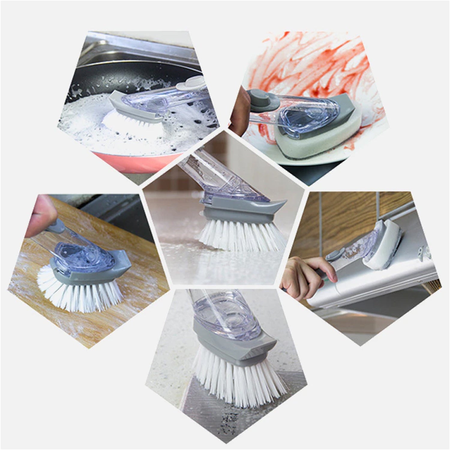 2-in-1 Dishwashing Brush Long Handle Wash Pot Brush Washing Dish