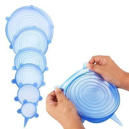 Silicone Stretch Lids Reuseable Microwave Safe Flexible Covers (Set Of 6) (Loose Pack)