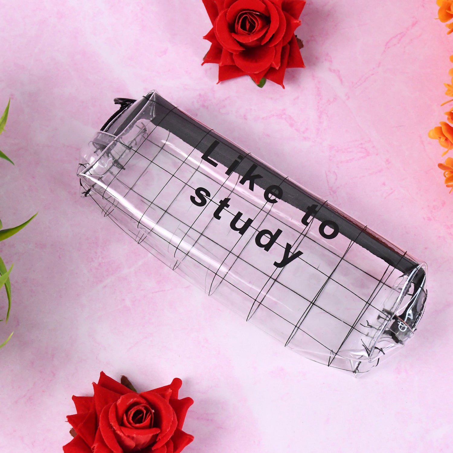 Plastic Transparent Pencil Pouch With Zipper (1 Pc)