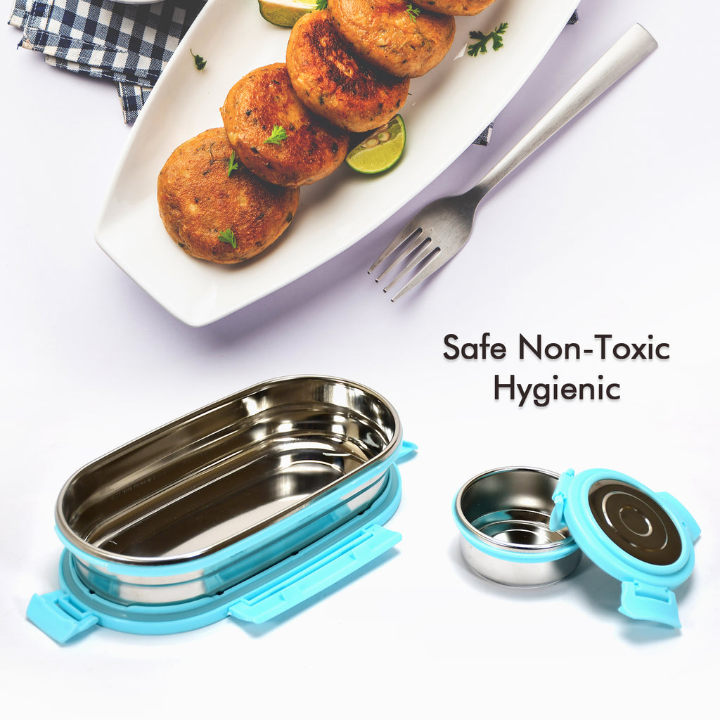 Ganesh Stainless Steel Lunch Box  Small Container ( Set Of 2 Pcs )