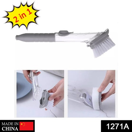 2-in-1 Dishwashing Brush Long Handle Wash Pot Brush Washing Dish