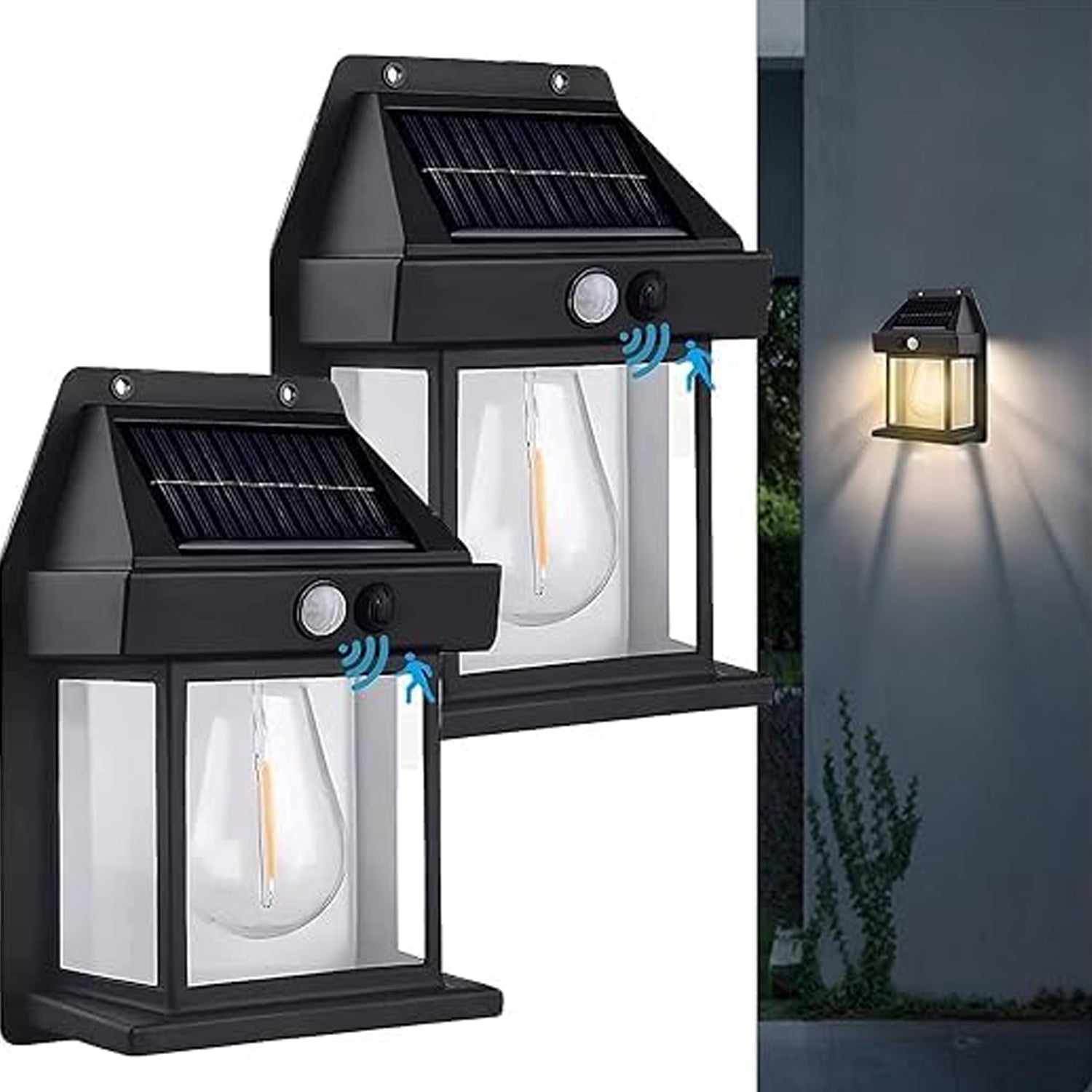 Solar Wall Lights  Lamp Outdoor Wireless Dusk To Dawn Porch Lights Fixture Solar Wall Lantern With 3 Modes  Motion Sensor Waterproof Exterior Lighting With Clear Panel (1 Pc )