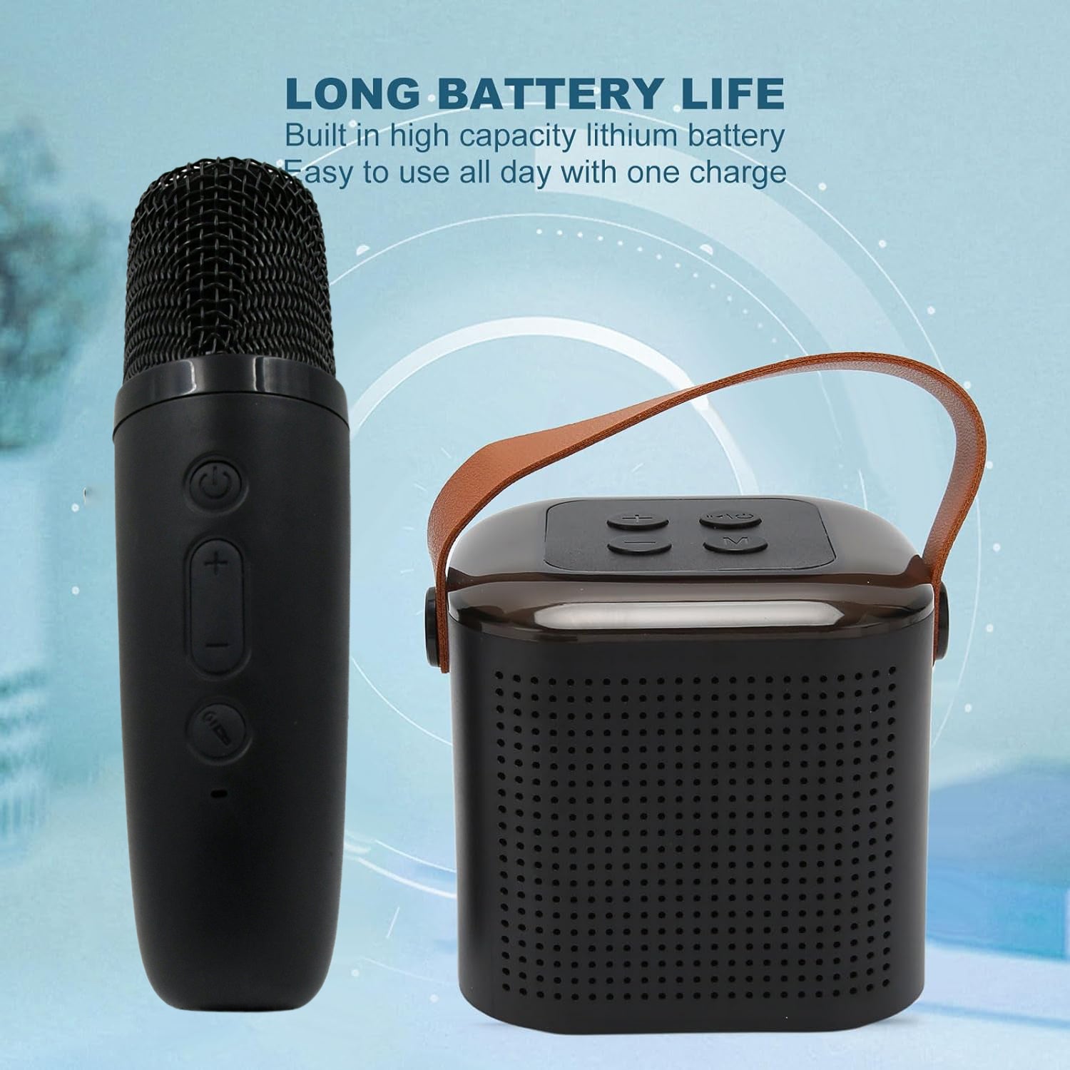 Wireless Speaker Microphone Set Rgb Light Support Memory Card Portablekaraoke Machine Perfect  For Travel Tv