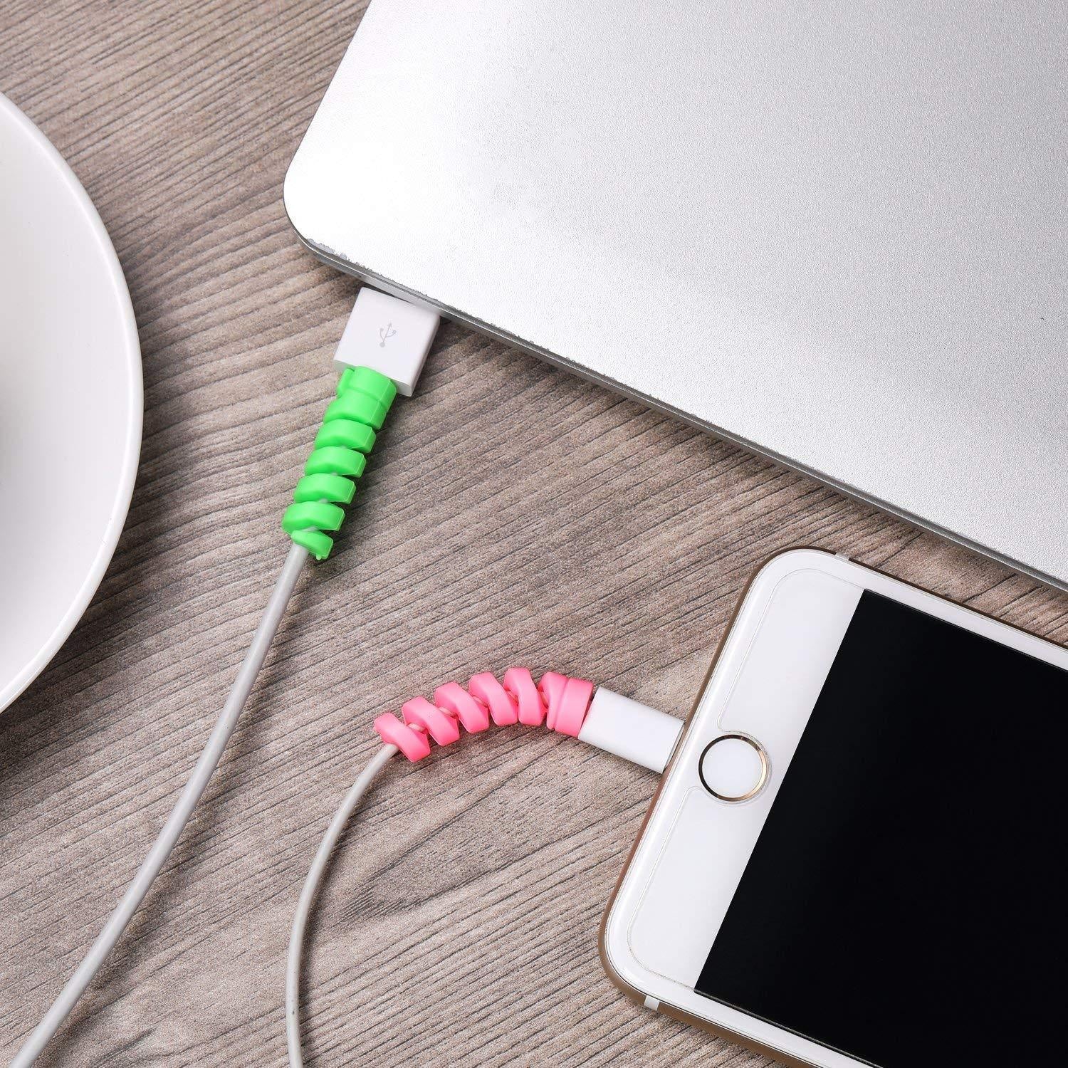Spiral Charger Cable Protector Data Cable Saver Charging Cords Protective For All Universal Earphone  Cable Cover (Pack Of 10)