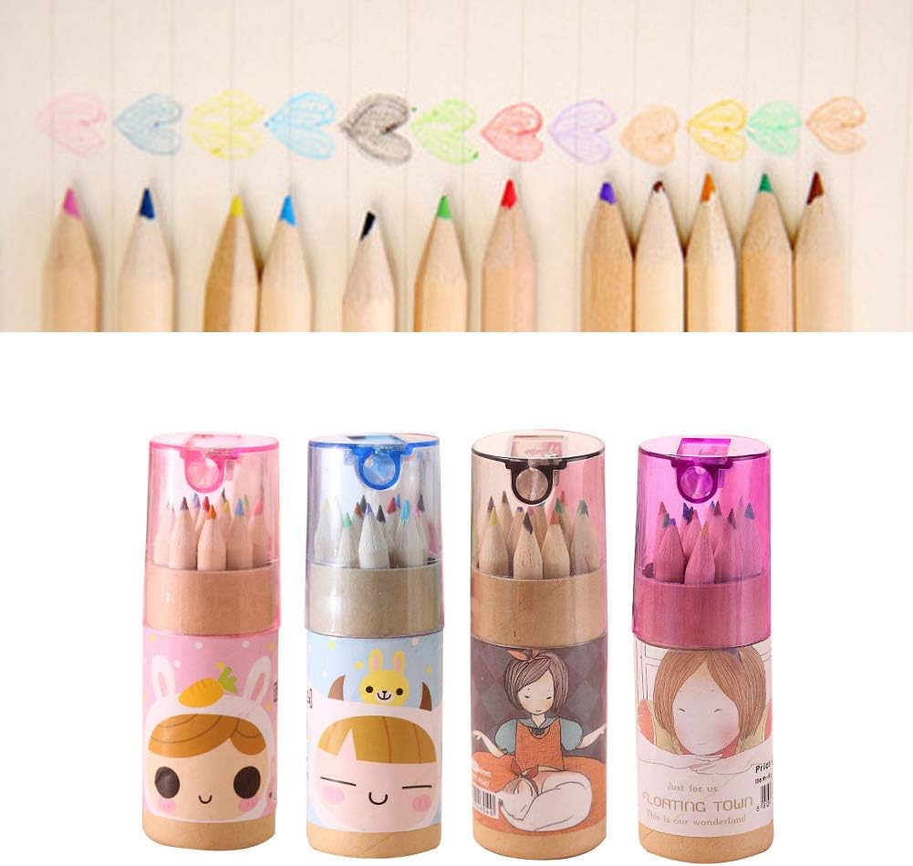 12 Colouring Pencils Kids Set Pencils Sharpener Mini Drawing Colored Pencils With Sharpener Kawaii Manual Pencil Cutter Coloring Pencil Accessory School Supplies For Kid Artists Writing Sketching