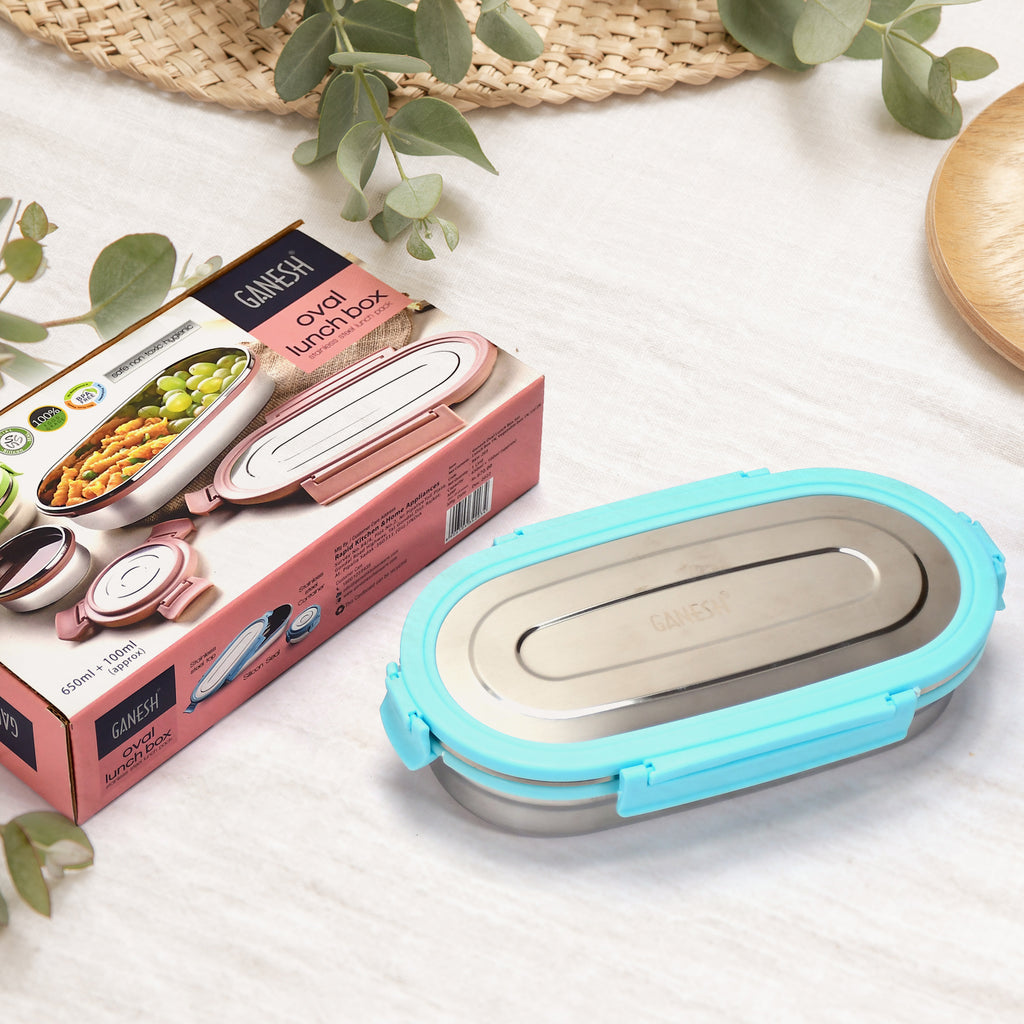 Ganesh Stainless Steel Lunch Box  Small Container ( Set Of 2 Pcs )