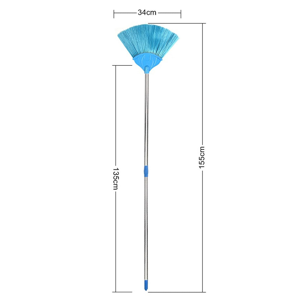 Broom With Long Stainless Steel Rod And Extendable Cobweb Cleaner Stick