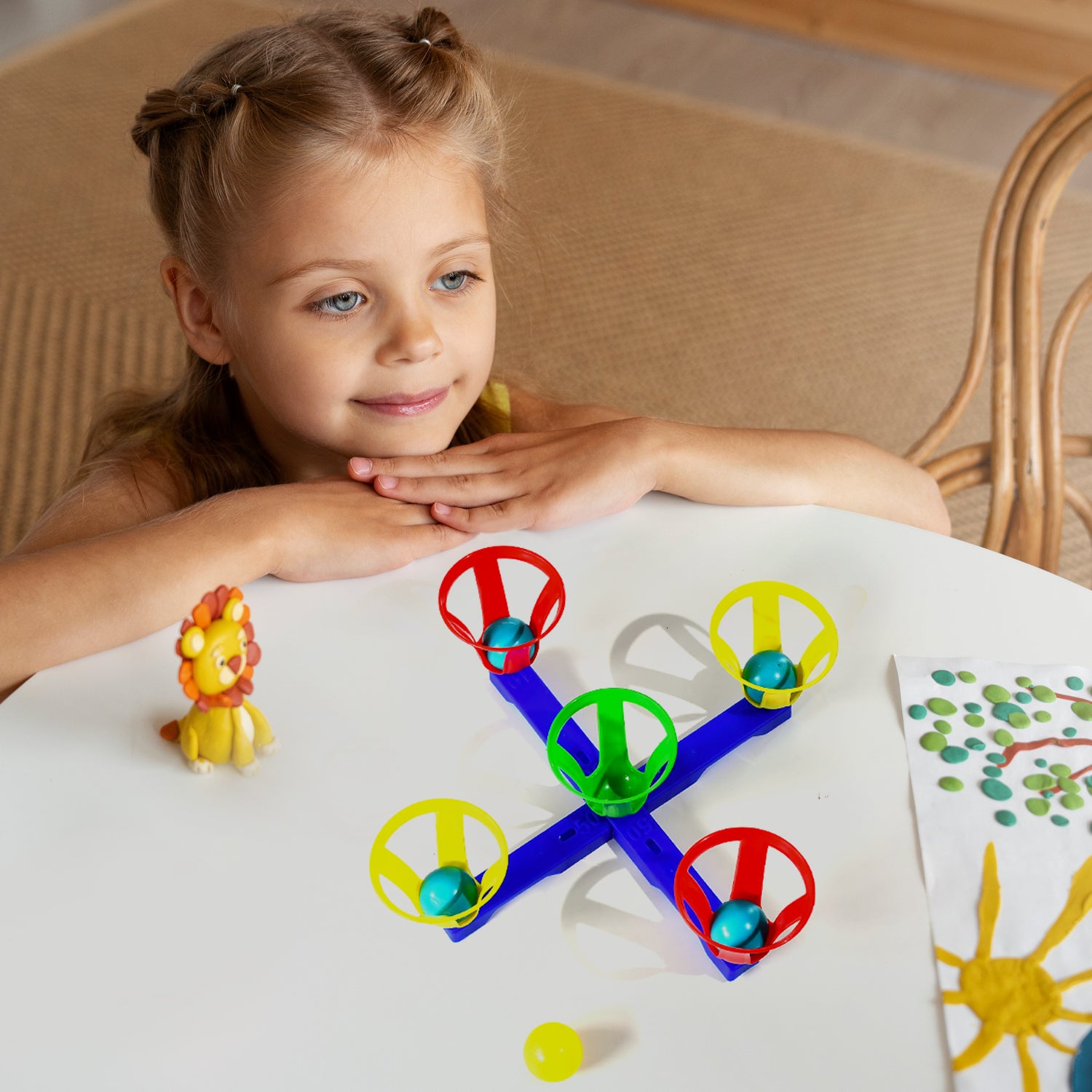 Baskets And Balls Fun Toy For Kids With 5 Basket And 5 Balls.