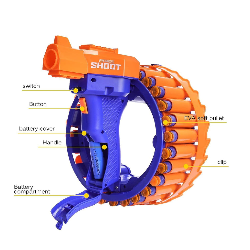 Amazing Toy Gun Electric Gun For Children 28 Soft Bullets For Youth Safety Childrens Electric Hand Ring Wheel Soft Bullet Gun Gift Toys