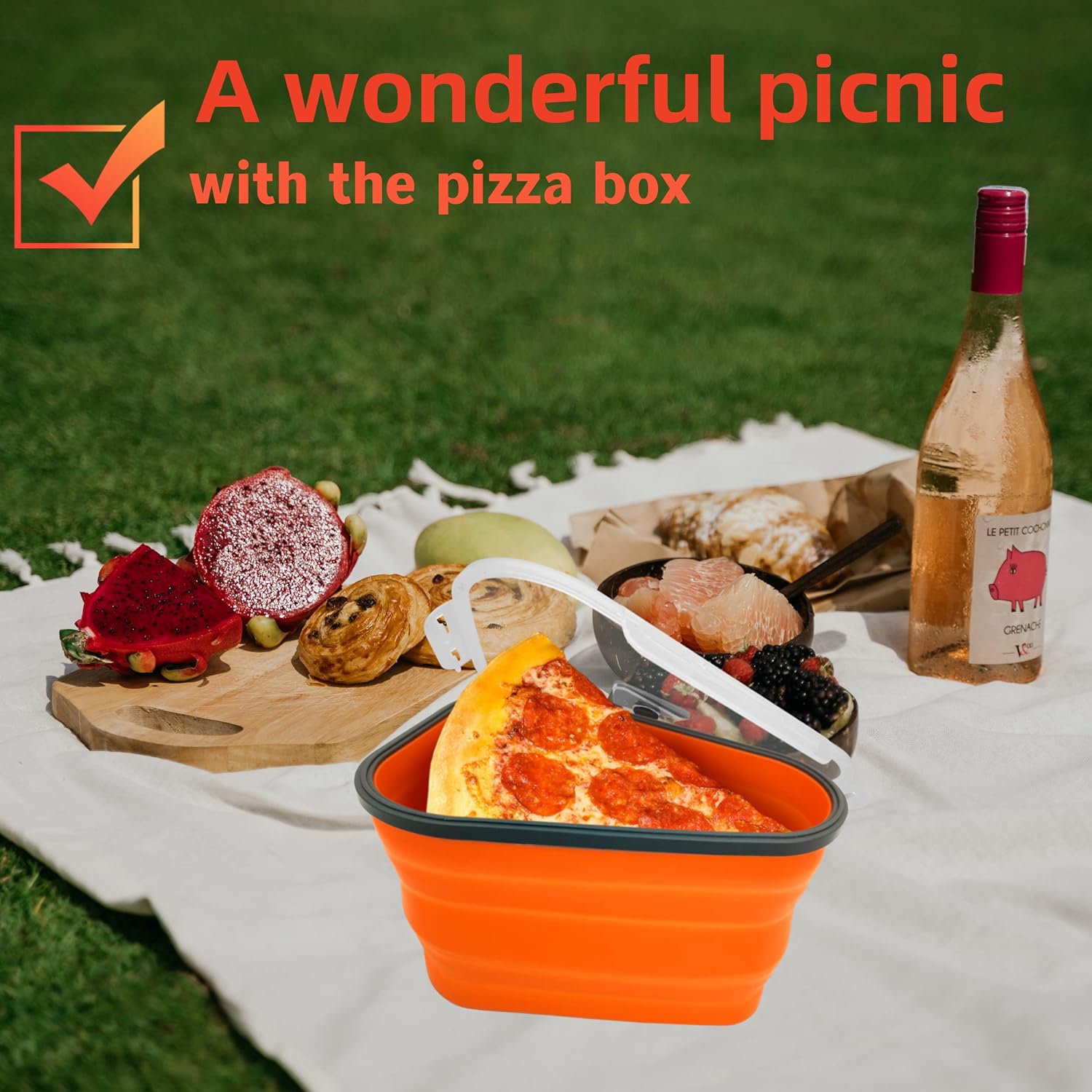 Reusable Pizza Storage Containers With 5 Microwavable Serving Trays Silicone Container Expandable  Adjustable For Packing Pizza At Home  Outdoor