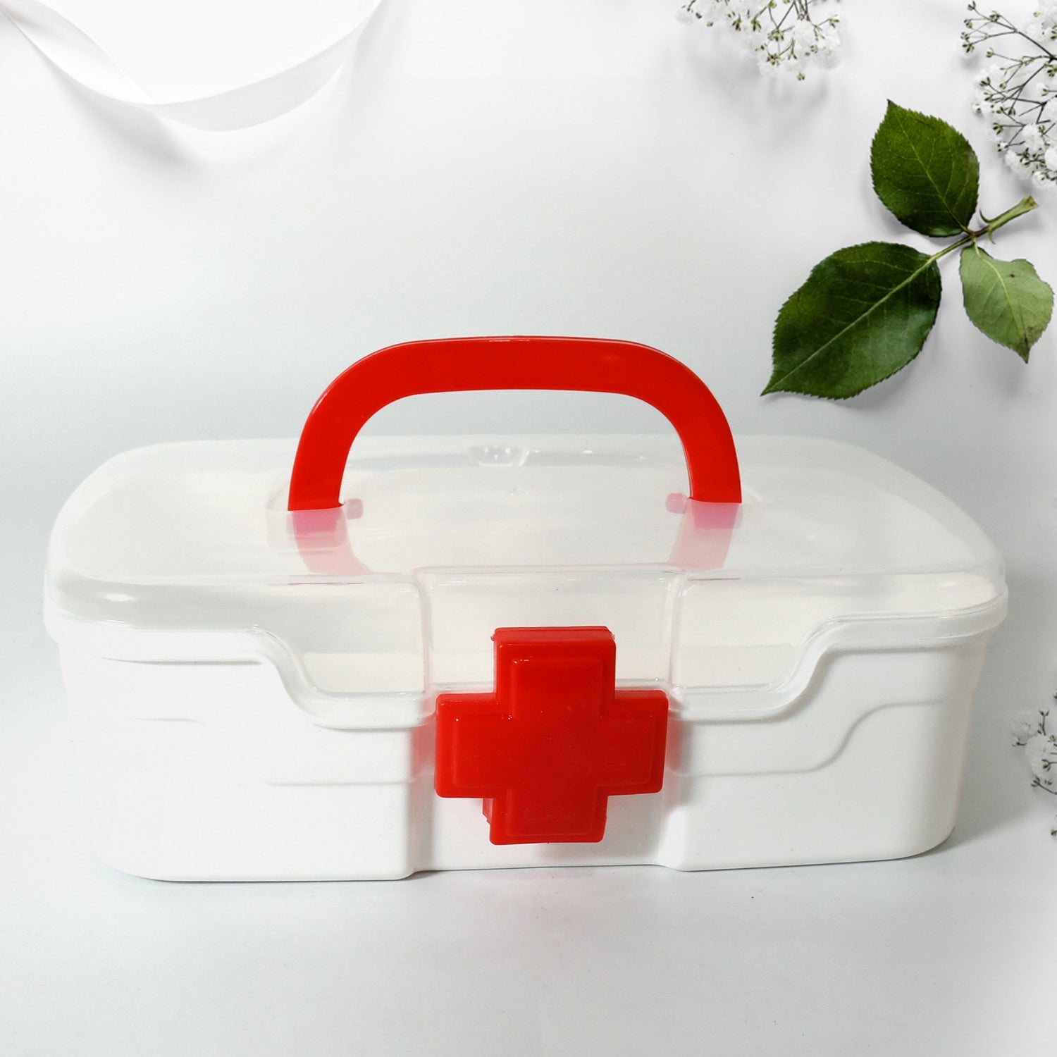 Medical Box 1 Piece Indoor Outdoor Medical Utility Medicine Storage Box Detachable Tray Medical Box Multi Purpose Regular Medicine First Aid Box With Handle  Transparent Lid