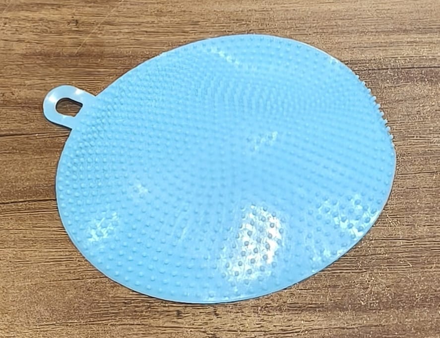 Sky Blue Silicone Dish Scrubber Sponge Mildew Free Non Stick Heat Resistant