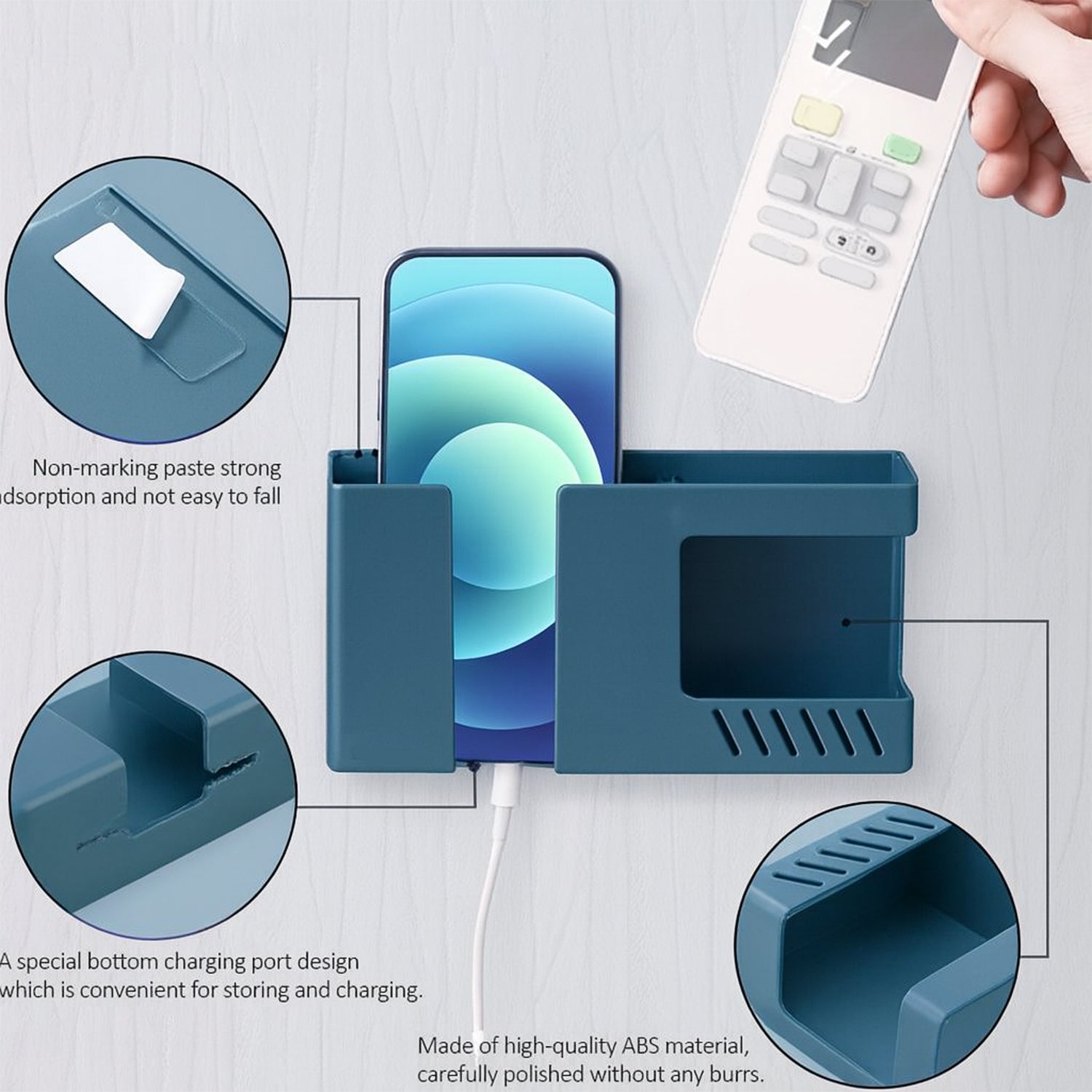 Wall Mounted Multi-purpose Storage Holder  Mobile And Remote Control Organizer (1 Pc)