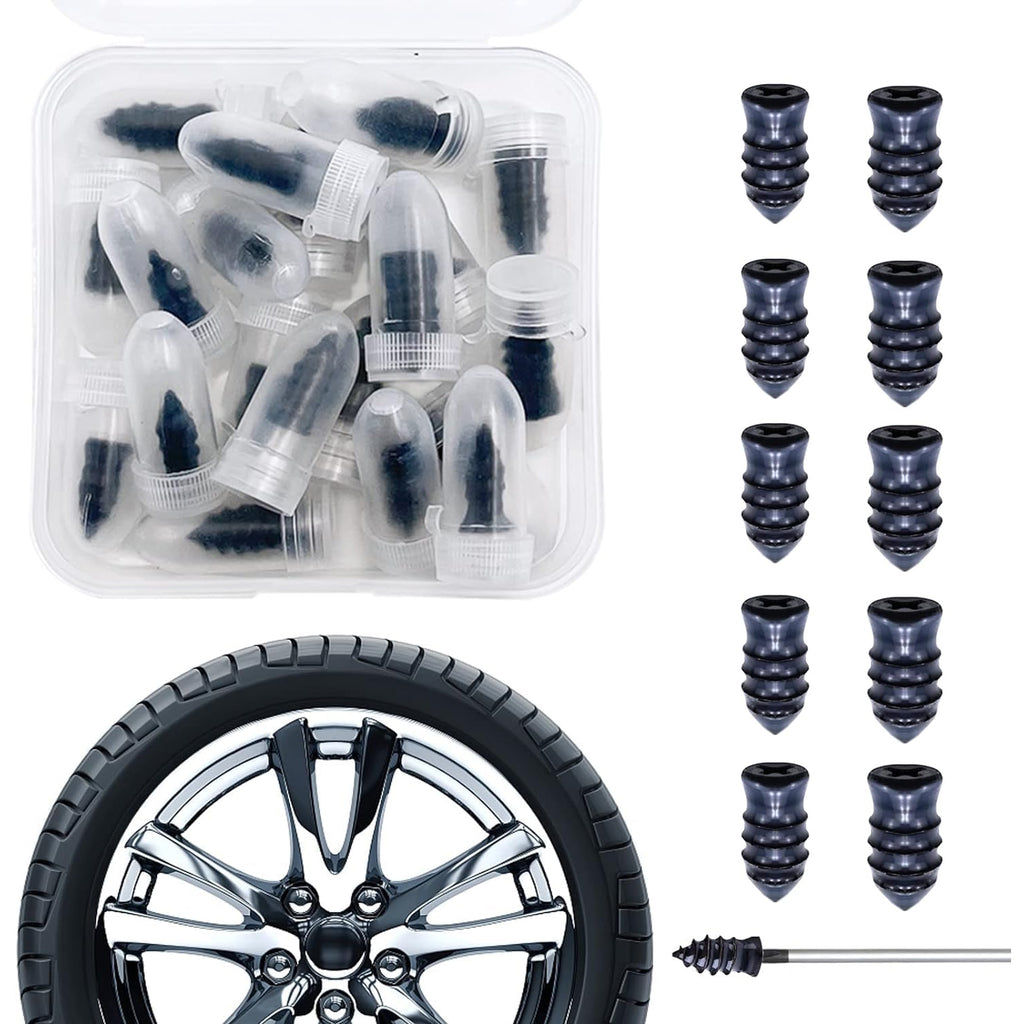 Tire Repair Rubber Nail Car Tire Repair Nails Tire Repair Rubber Screws Black (10 Pcs Set)