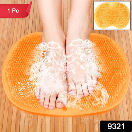 Yellow Silicone Bath Massage Cushion  Suction Cup Exfoliating Foot Scrubber  Mat