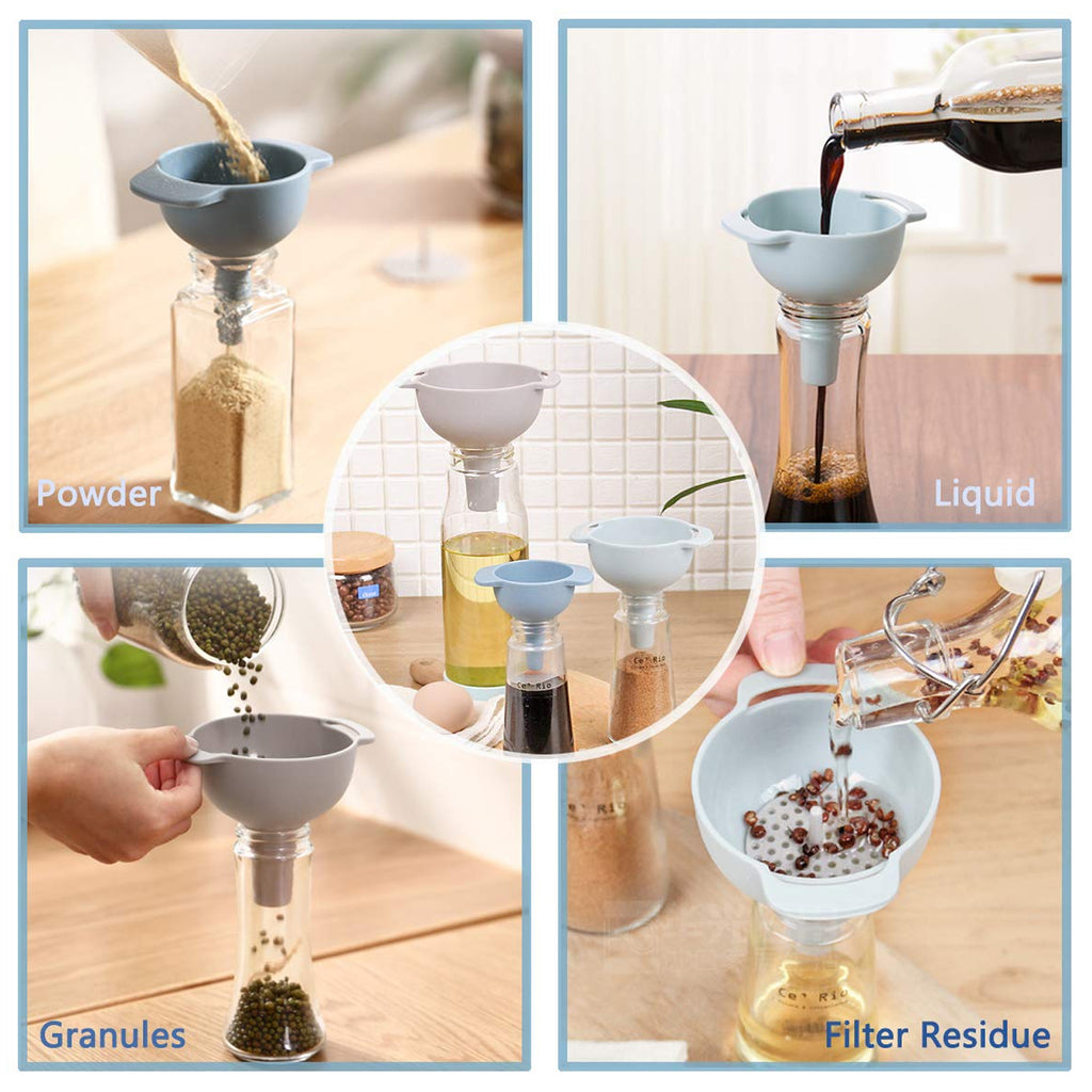 3 In 1 Kitchen Funnel Set Of 3 Funnel For Filling Bottle Small Canning Funnel With Handle Food Grade Plastic Funnel With Detachable Strainer Filter For Liquid Dry Ingredients And Powder