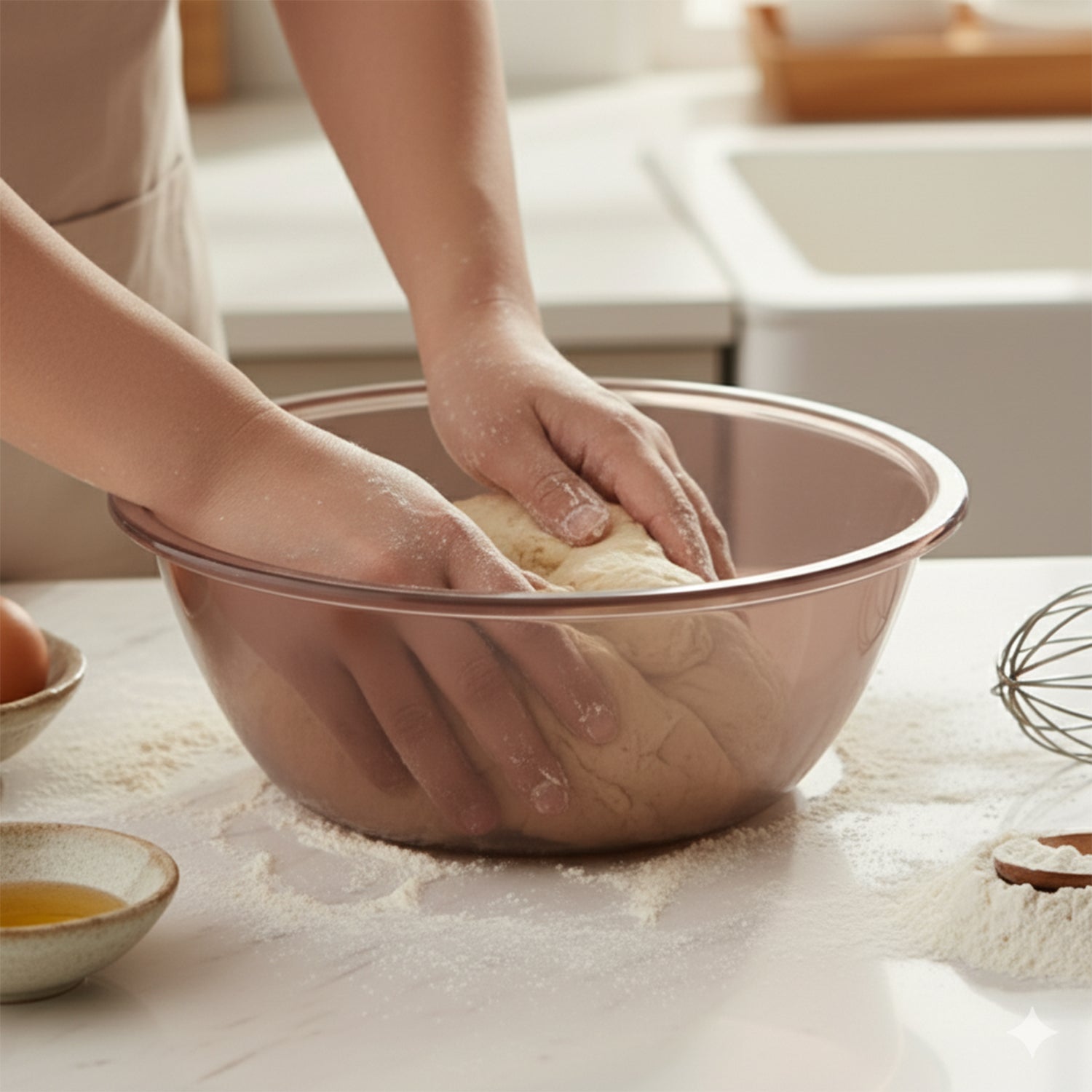 Transparent Multipurpose Mixing And Serving Bowl  (25 X 25 Cm 1 Pc)