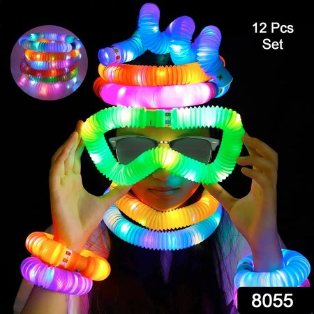 Mini Pop Tubes Colourful Tubes Sensory Toys Stretch Pipe Toy Fidget Tube Toys Pull Tubes Fidget Toys Sensory Stretch Tubes Fun Tubes For Autism Children Kids Adult Reduce Anxiety (Pack Of 12)