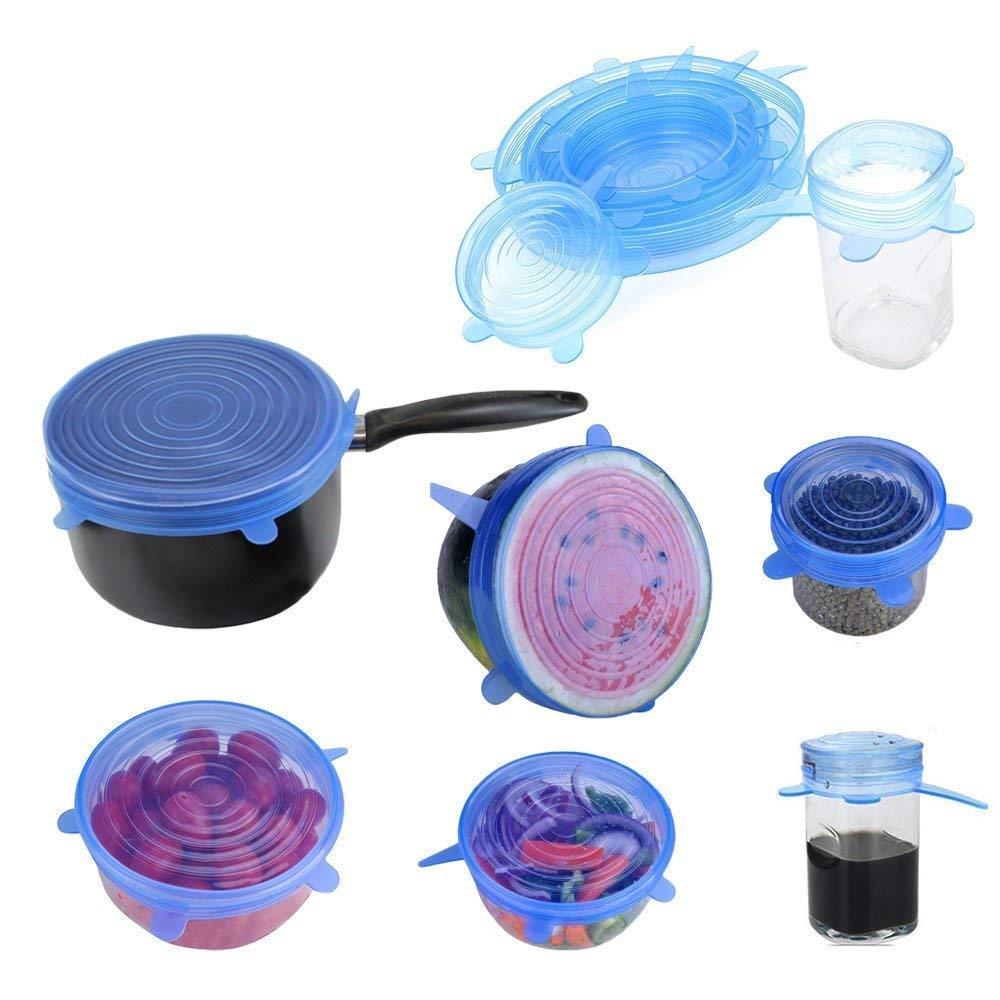 Silicone Stretch Lids Reuseable Microwave Safe Flexible Covers (Set Of 6) (Loose Pack)