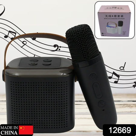 Wireless Speaker Microphone Set Rgb Light Support Memory Card Portablekaraoke Machine Perfect  For Travel Tv