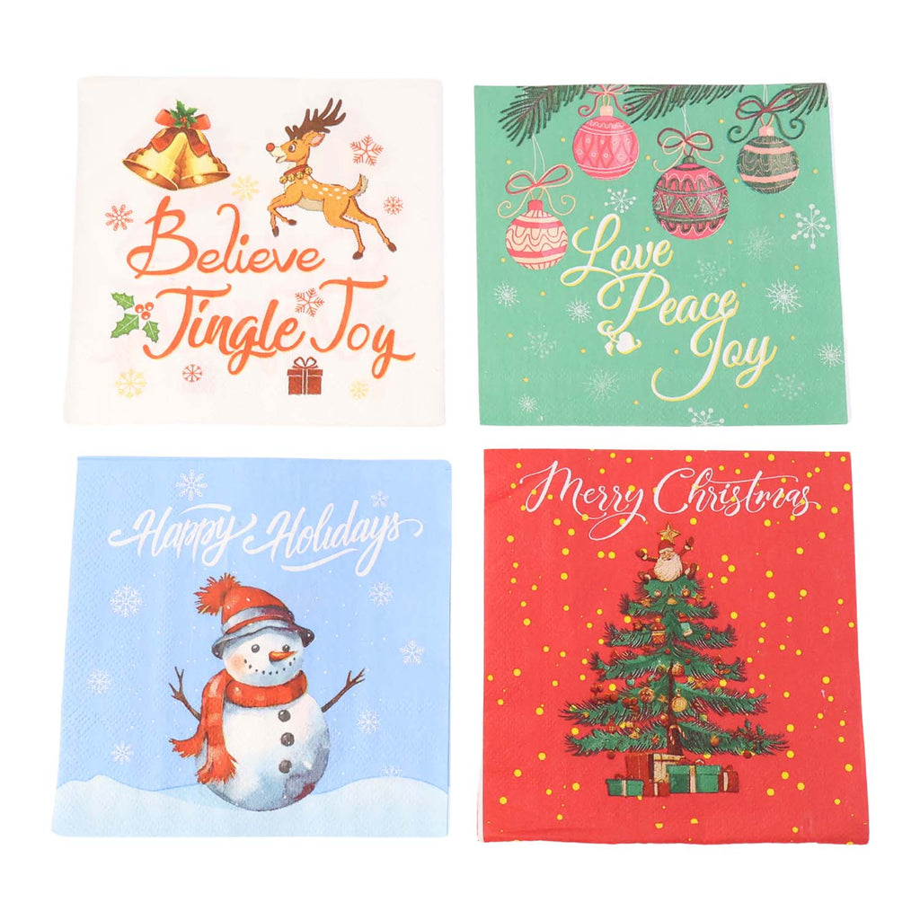 200 Pc Premium Festive Design Paper Napkins 10x10 Inch (26x26 Cm)