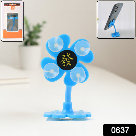 360 Rotatable Flower Shape Cellphone Holder Car  Mount Sucker Stand (Multicolored With Box))