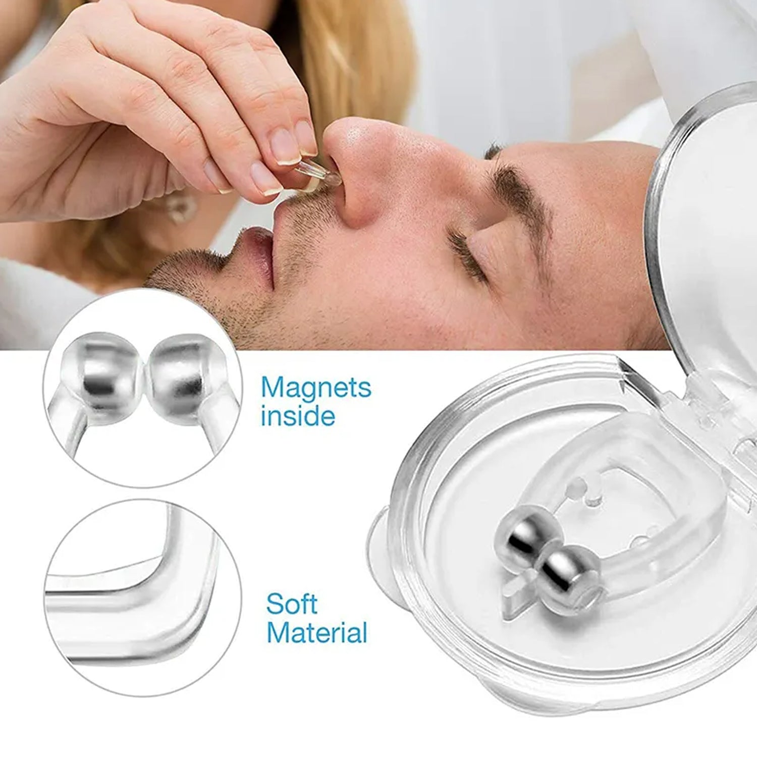 Anti Snore Device For Men And Woman Silicone Magnetic Nose Clip For Heavy Snoring Sleeper Snore Stopper Anti Snoring Device (1 Pc)