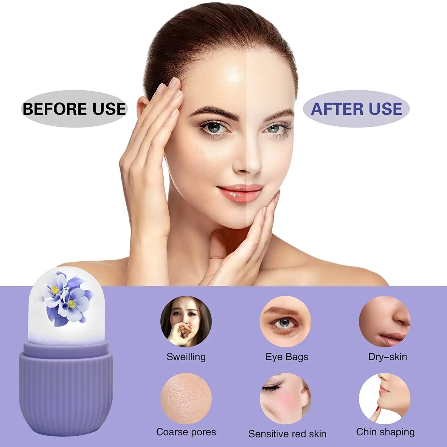 Beauty Ice Roller For Face Massager  Eye Reusable Face Rollers Facial Roller ( Purple Color)