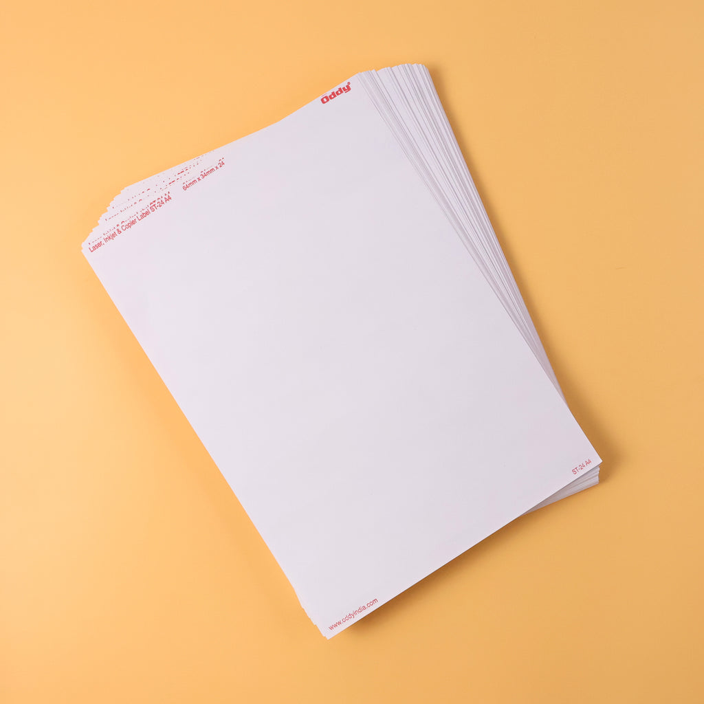 Oddy Self-adhesive Labels  A4 Sheets 24-up Per Sheet (100 Sheets 2400 Labels)